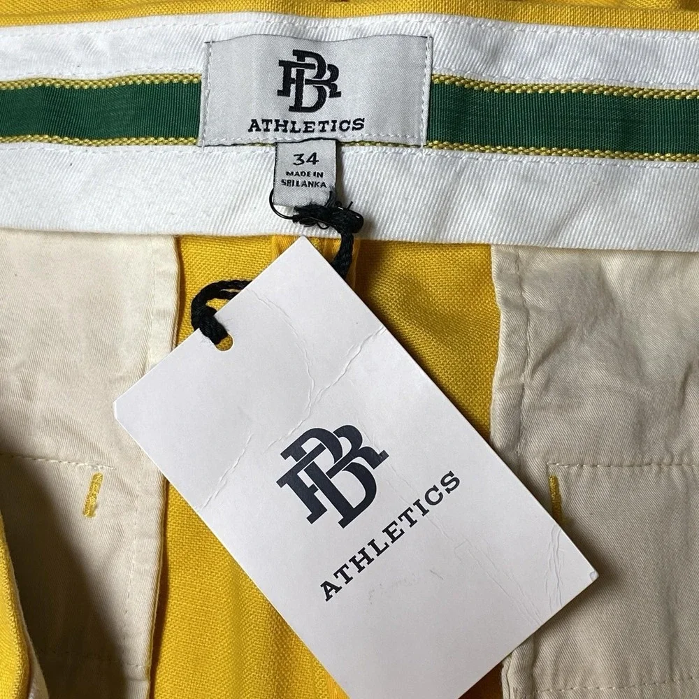 Banana Republic Mens 34 Athletics Shorts Yellow Pleated Bermuda Chino NWT